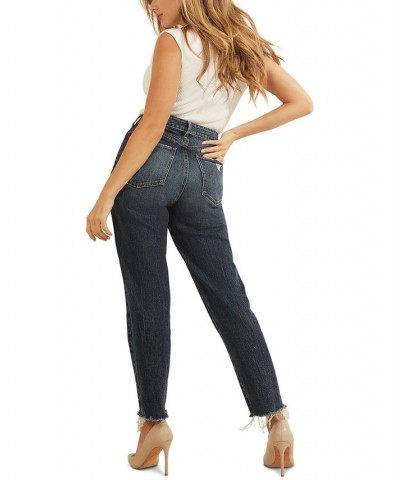 Women's FRAYED MOM JEANS Rubicon Dark $40.39 Jeans