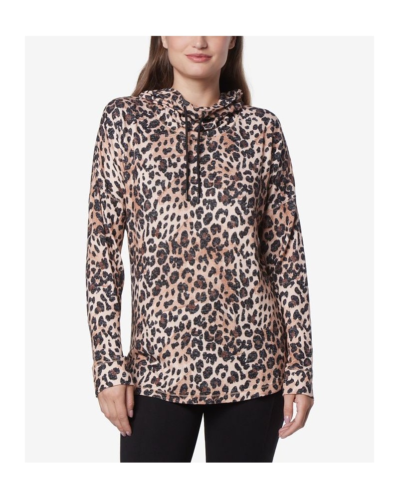 Women's Long Sleeve Printed Cowl Neck Tunic Top Mojave Leopard $33.29 Tops