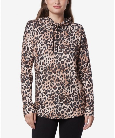 Women's Long Sleeve Printed Cowl Neck Tunic Top Mojave Leopard $33.29 Tops