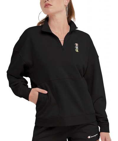 Women's Campus French Terry Quarter-Zip Top Black $38.50 Tops