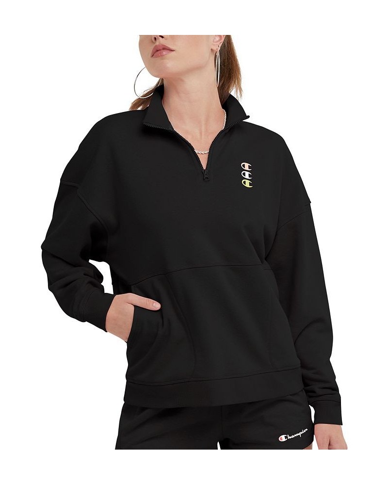 Women's Campus French Terry Quarter-Zip Top Black $38.50 Tops