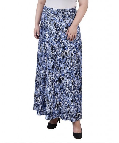 Plus Size Maxi A-Line Skirt with Front Faux Belt Blue Treetrunk $13.06 Skirts