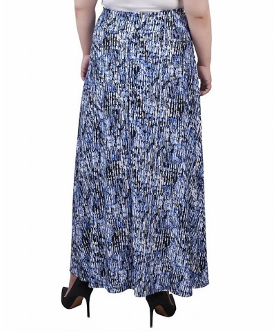 Plus Size Maxi A-Line Skirt with Front Faux Belt Blue Treetrunk $13.06 Skirts