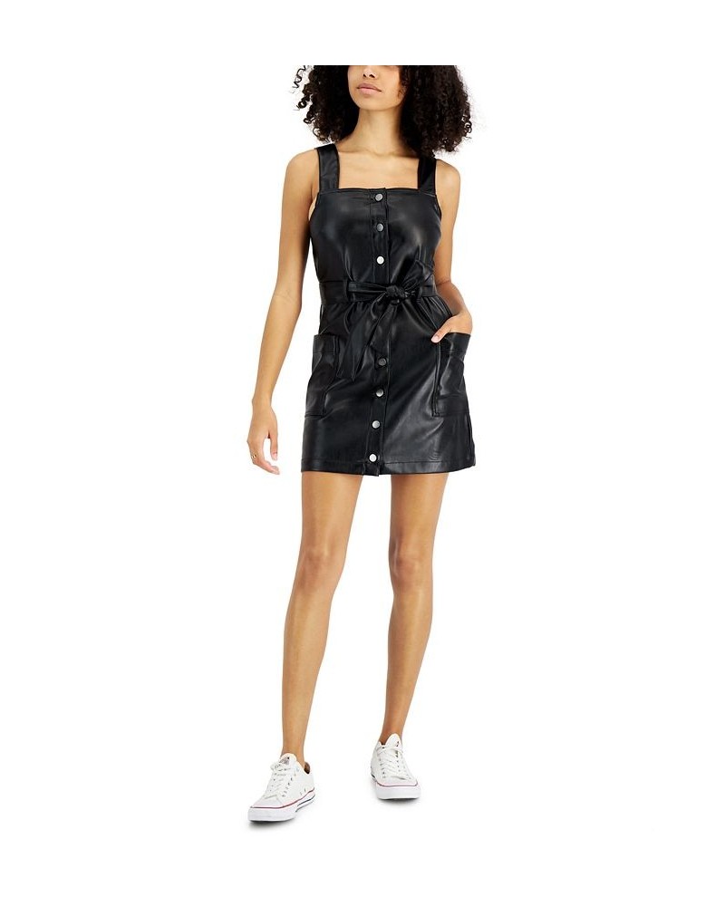 Juniors' Faux-Leather Skirtalls Black $12.90 Dresses