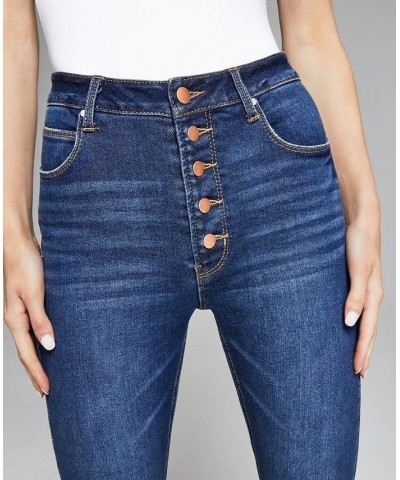 Women's Perfect Skinny Exposed Button Blue $17.73 Jeans